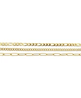 Adornia Curb Chain, Paper Clip Chain, and Figaro Chain Anklet Set