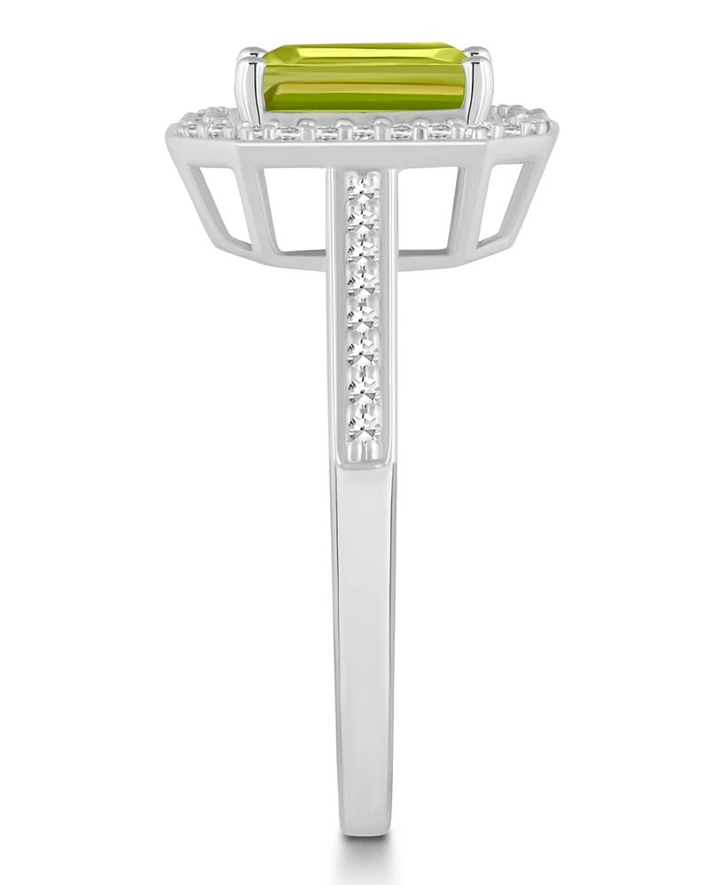 Macy's Peridot (1-2/3 ct. t.w.) and Diamond (1/5 Halo Ring Sterling Silver