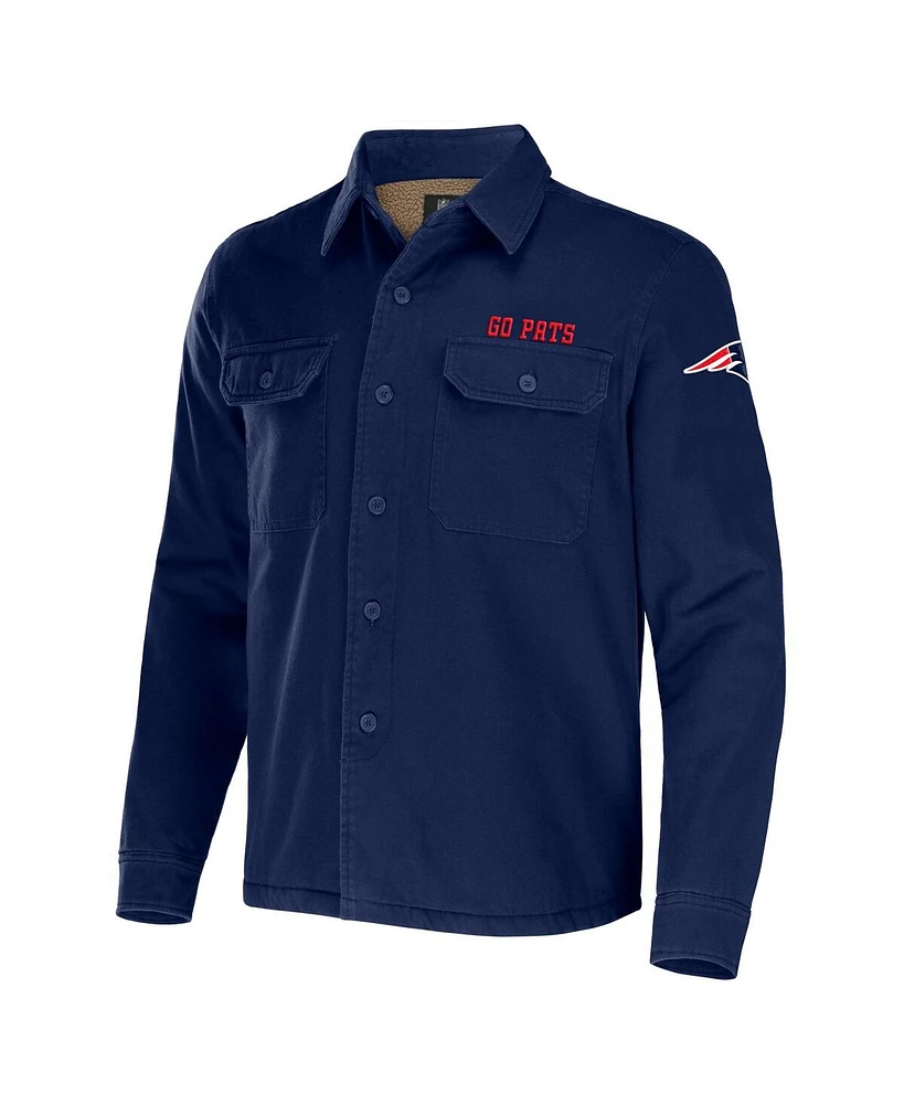 Men's Nfl x Darius Rucker Collection by Fanatics Navy New England Patriots Canvas Button-Up Shirt Jacket