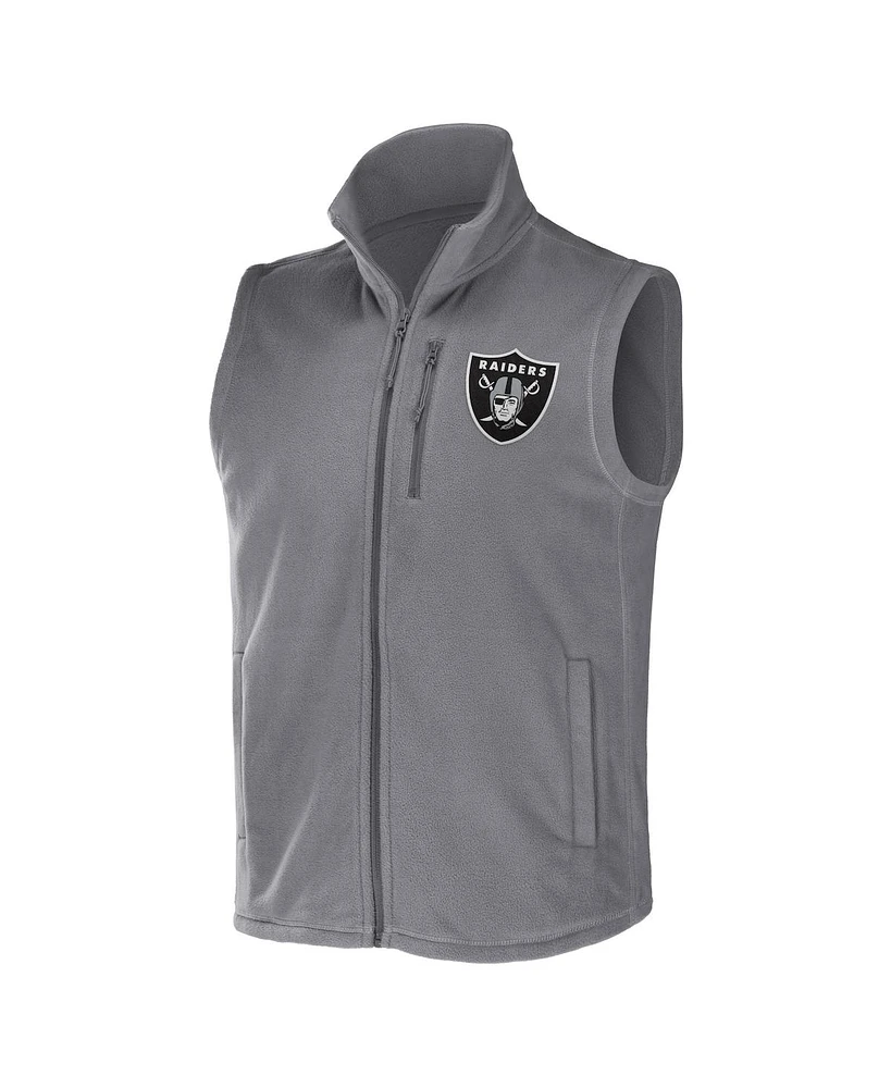 Men's Nfl x Darius Rucker Collection by Fanatics Gray Las Vegas Raiders Polar Fleece Full-Zip Vest
