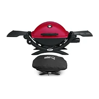 Weber Q 1200 Liquid Propane Grill (Red) With Grill Cover