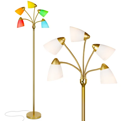 Brightech Medusa 74" Led 5-Light Floor Lamp with Interchangeable Shades