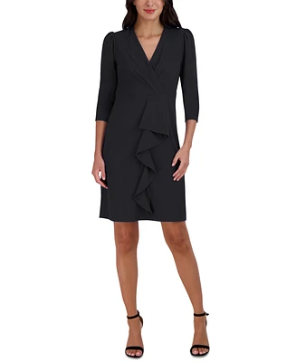 julia jordan Women's Pleated Ruffled-Front Sheath Dress