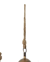 Rosemary Lane Gold-Tone Metal Bohemian Decorative Cow Bell with Jute Hanging Rope Set 3 Pieces