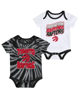 Infant Boys and Girls White, Black Toronto Raptors Tie-Dye Two-Pack Bodysuit Set
