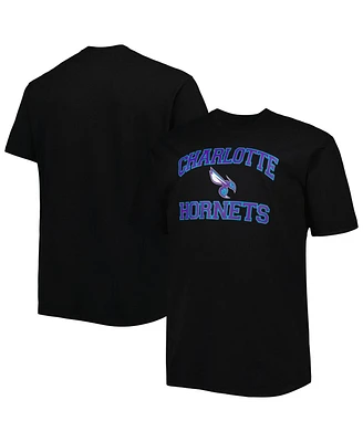 Men's Black Charlotte Hornets Big and Tall Heart and Soul T-shirt