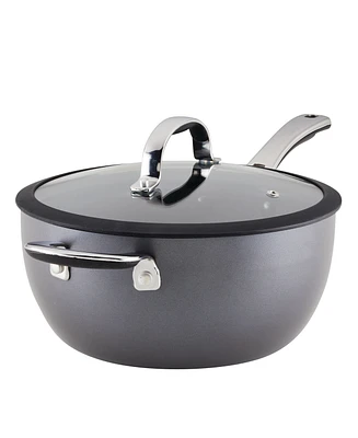 Rachael Ray Cook + Create Hard Anodized Nonstick Saucier with Lid and Helper Handle, 4.5 Quart
