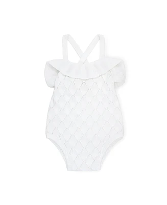 Hope & Henry Baby Girls Ruffle Shortie Sweater Romper
