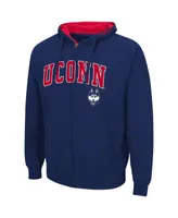 Men's Colosseum Navy UConn Huskies Arch and Logo 3.0 Full-Zip Hoodie