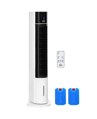 Homcom Bladeless Air Cooler, Evaporative Oscillating Tower Fan Humidifier Unit