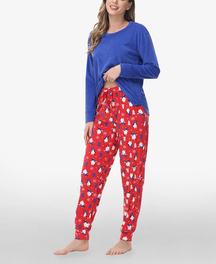 Ink+Ivy Women's Long Sleeve Crew Top with Jogger, Set of 2
