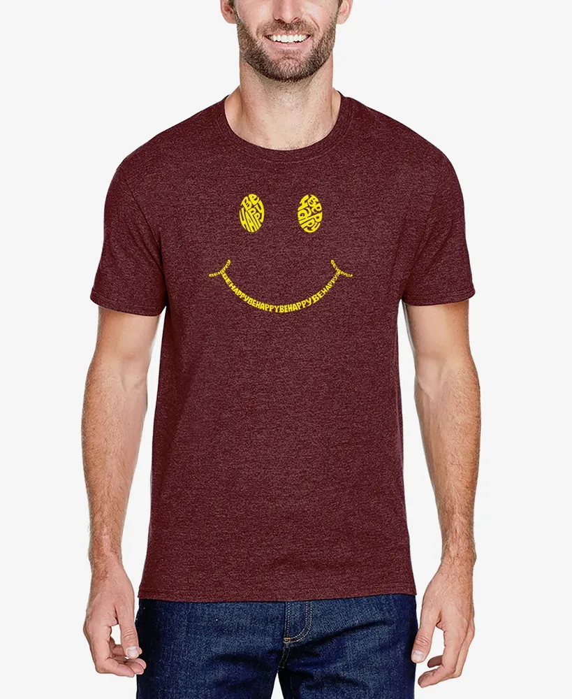 La Pop Art Men's Premium Blend Word Be Happy Smiley Face T-shirt