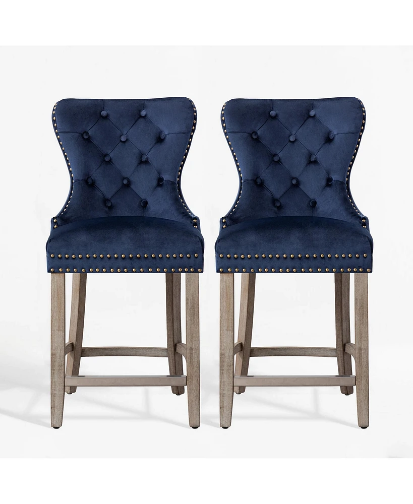 WestinTrends Tufted Velvet Counter Stool (Set of 2)