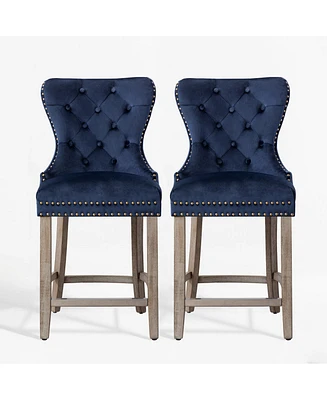 WestinTrends Tufted Velvet Counter Stool (Set of 2)