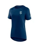 Women's Fanatics Deep Sea Blue Seattle Kraken Authentic Pro Rink Raglan Tech T-shirt