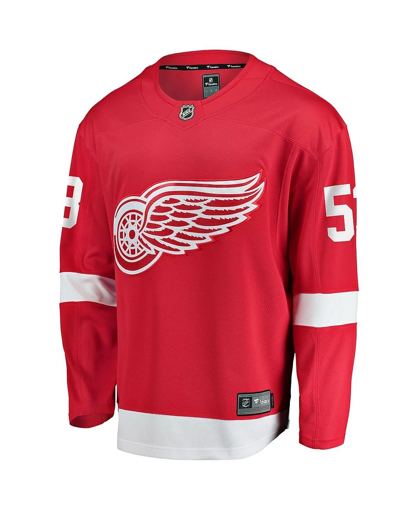 Men's Fanatics Moritz Seider Red Detroit Wings Home Breakaway Player Jersey