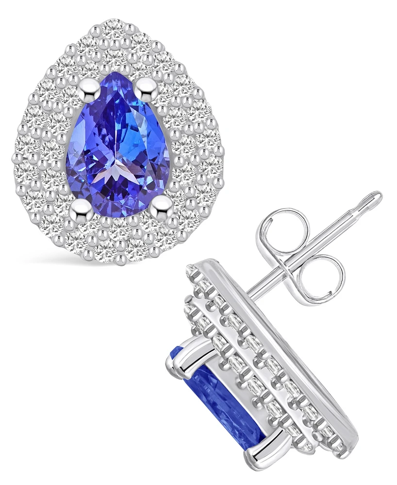 Macy's Tanzanite (1-1/3 Ct. t.w.) and Diamond (5/8 Halo Stud Earrings