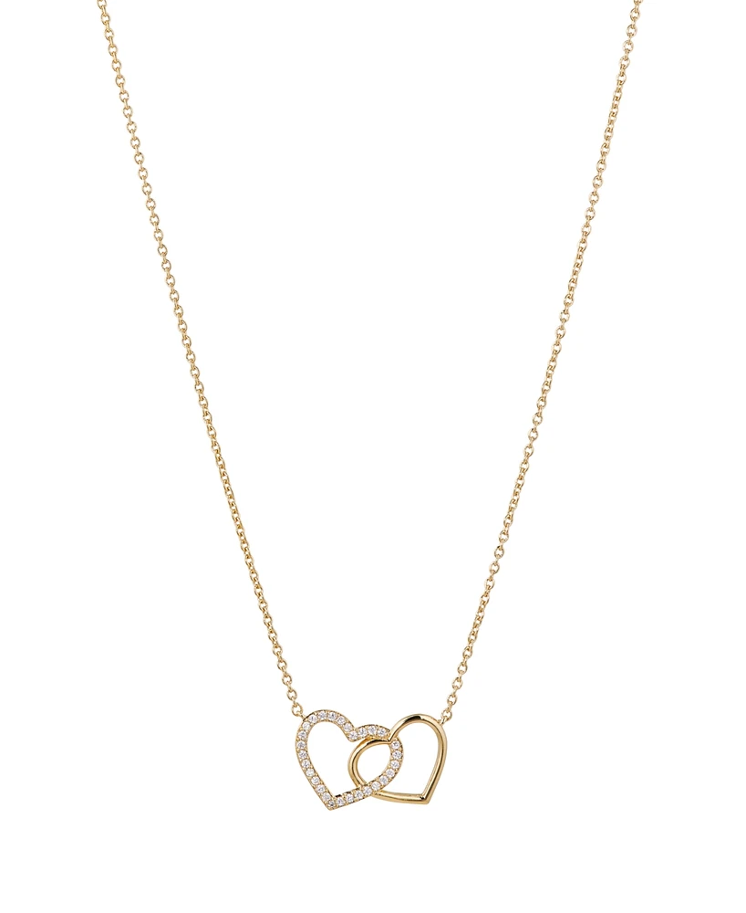 Eliot Danori Silver-Tone Double Heart Necklace 16" + 2" Extender