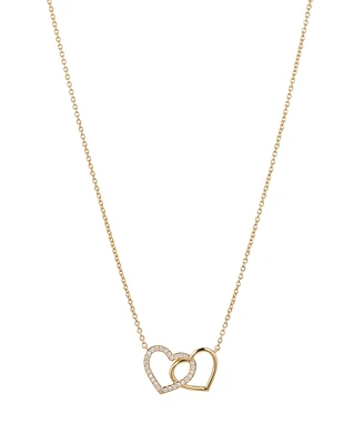 Eliot Danori Silver-Tone Double Heart Necklace 16" + 2" Extender