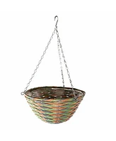 Gardener's Select Woven Plastic Rattan Hanging Basket, 12in Diameter