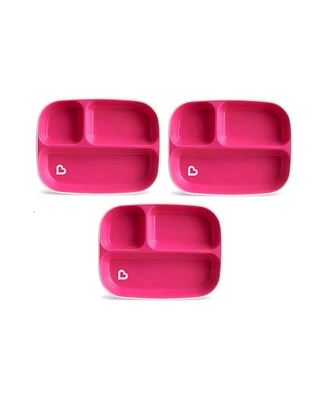 Munchkin Toddler 3 Piece Splash Divided Plates, Pink