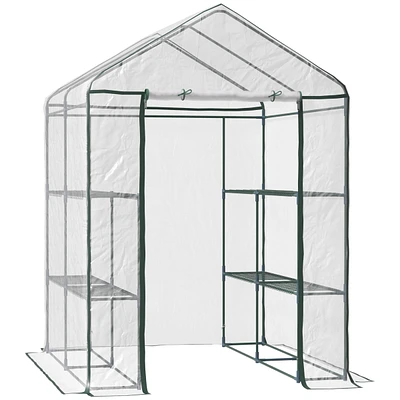 Outsunny 56" x 56" x 77" Outdoor Walk-In house with 3 Shelves,
