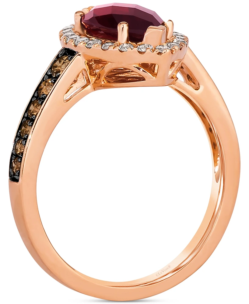 Le Vian Pomegranate Garnet (2 ct. t.w.) & Diamond (1/2 Halo Ring 14k Rose Gold