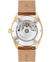 Movado Men's Heritage Datron Swiss Automatic Cognac Genuine Leather Strap Watch 40mm