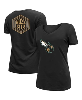 Women's New Era Black Charlotte Hornets 2022/23 City Edition V-Neck T-shirt