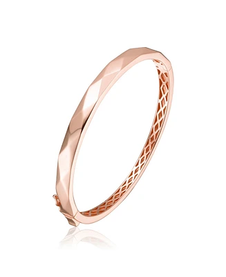 Classy Sterling Silver with Rose Gold Plating Bangle Bracelet