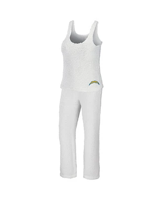 Women's Wear by Erin Andrews Cream Los Angeles Chargers Cozy Scoop Neck Tank Top Pants Sleep Set