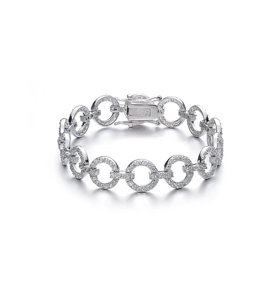 Sterling Silver Cubic Zirconia Circle Link Bracelet
