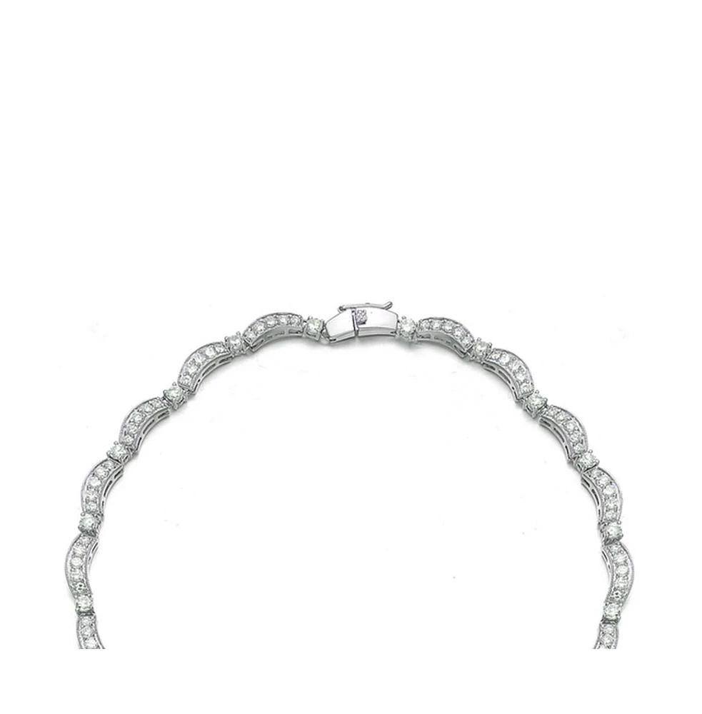 Elegant Heavy Sterling Silver Teardrop with Cubic Zirconia Accent Necklace