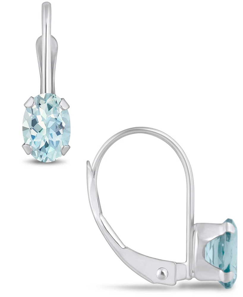 Macy's Aquamarine (9/10 Ct. T.w.) Leverback Earrings 10K Yellow Gold or White