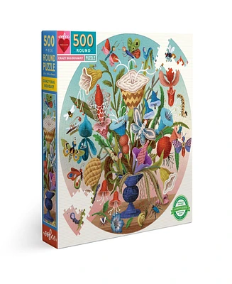 Eeboo Piece and Love Crazy Bug Bouquet 500 Piece Round Jigsaw Puzzle Set