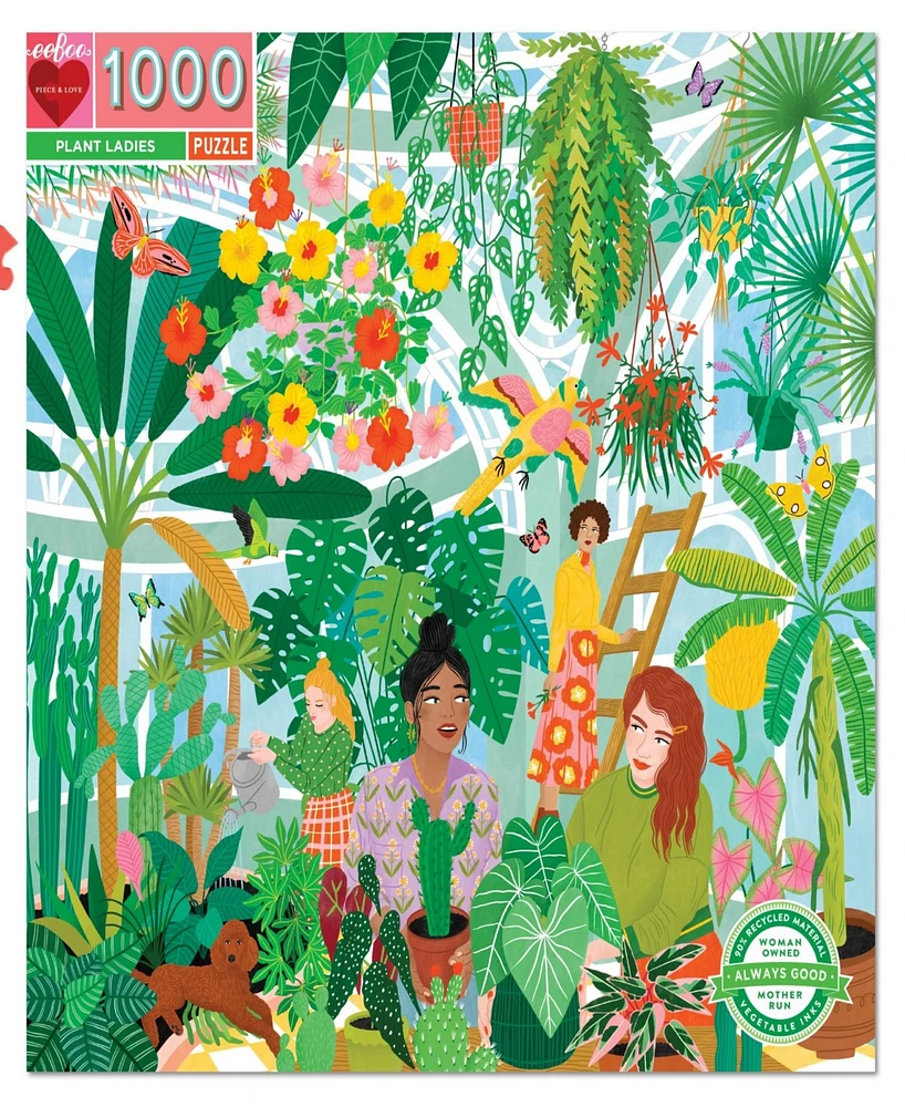 Eeboo Piece and Love Plant Ladies 1000 Piece Square Adult Jigsaw Puzzle Set
