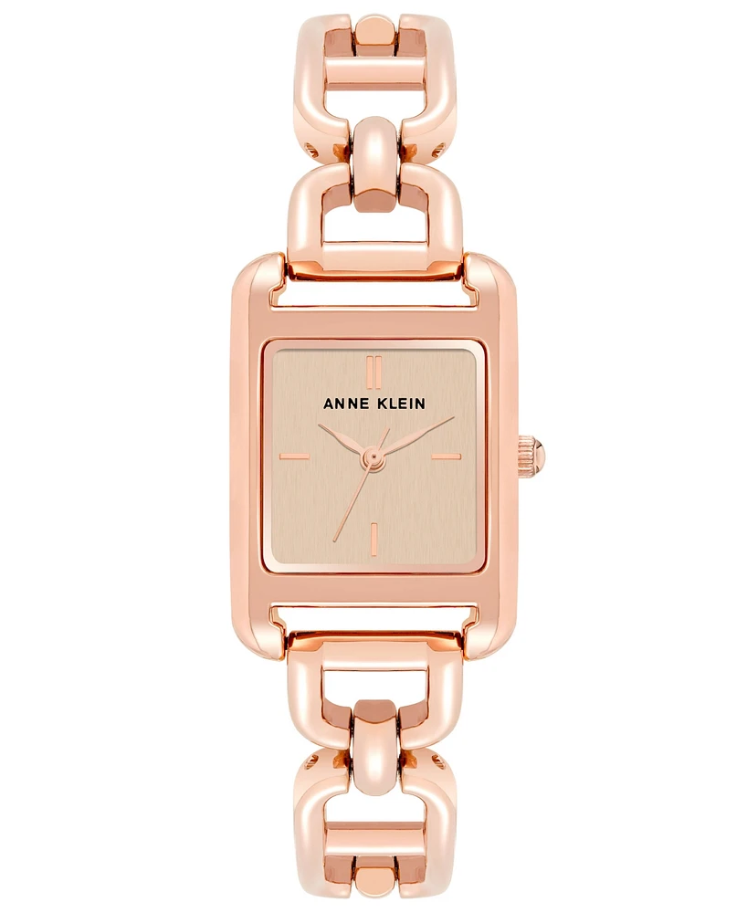 Anne Klein Women's Rose Gold-Tone Alloy Open Link Bracelet Watch, 33mm