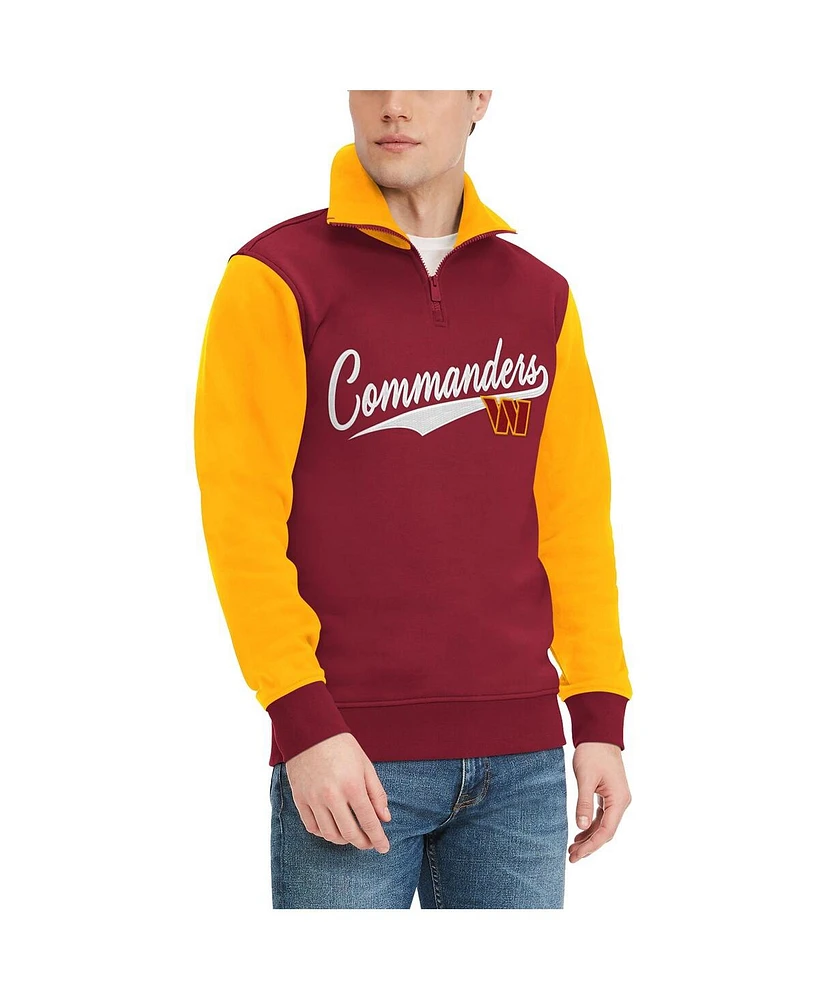Men's Tommy Hilfiger Burgundy, Gold Washington Commanders Aiden Quarter-Zip Top