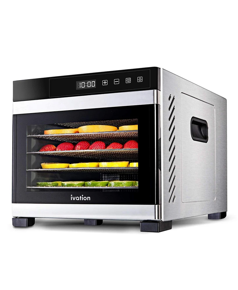 Ivation Stainless Steel Tray Food Dehydrator for Snacks & Jerky