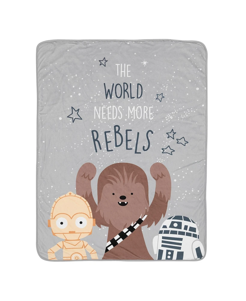 Lambs & Ivy Star Wars Rebels R2D2/C-3PO/Chewbacca Soft Faux Shearling Baby Blanket