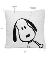 Lambs & Ivy Classic Snoopy White/Black Furry Decorative Nursery Throw Pillow