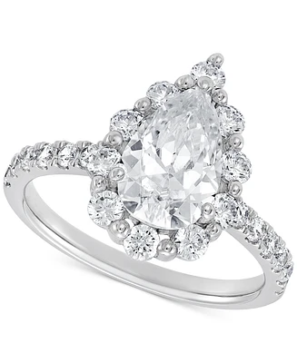 Grown With Love Igi Certified Lab Diamond Pear-Cut Halo Engagement Ring (3 ct. t.w.) 14k White Gold