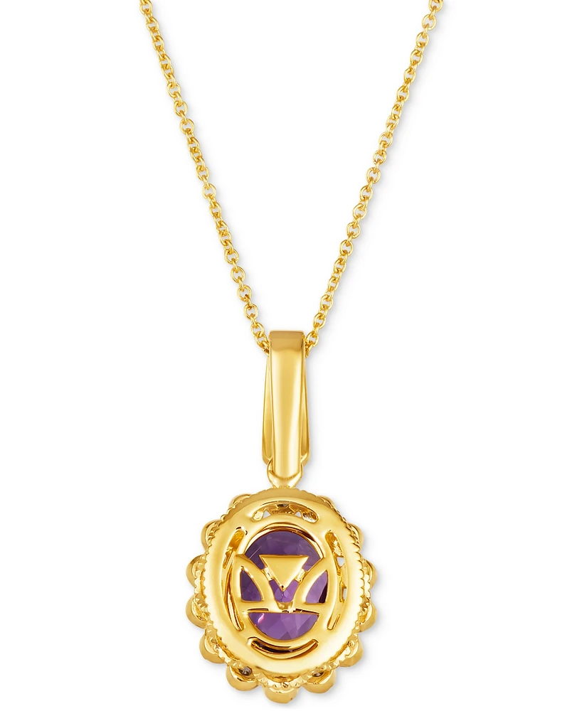 Le Vian Grape Amethyst (2-1/3 ct. t.w.) & Diamond (1/3 ct. t.w.) Oval Halo Pendant Necklace in 14k Gold, 18" + 2" extender