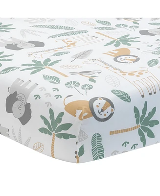 Lambs & Ivy Baby Jungle Friends 100% Cotton Safari Animals Fitted Crib Sheet