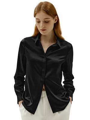 Lilysilk Women's Basic Concealed Placket Silk Shirt