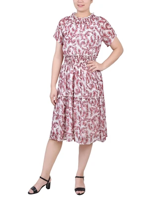 Ny Collection Women's Short Sleeve Smocked Waist Dress