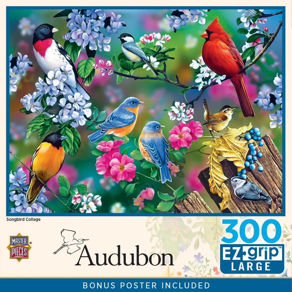 Masterpieces Audubon Songbird Collage 300 Piece Ez Grip Jigsaw Puzzle
