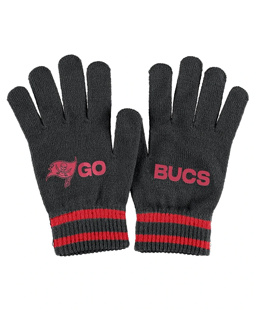 Women's Wear by Erin Andrews Black Tampa Bay Buccaneers Double Jacquard Cuffed Knit Hat with Pom and Gloves Set