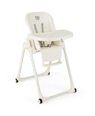 Costway Baby Foldable High Chair w/ Double Removable Trays