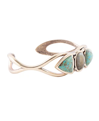 Barse Genuine Turquoise and Genuine Labradorite Cuff Bracelet